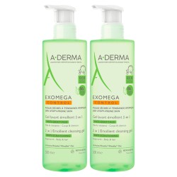 A-Derma Exomega Control Emollient Cleansing Gel 2 in 1 Body and Hair 2x500ml Special Price