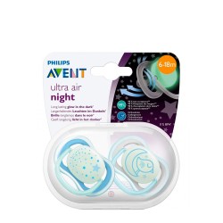 Philips Avent Ultra Air Night Soother Bird and Stars 6-18m Duo