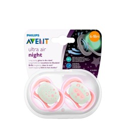 Philips Avent Ultra Air Night Soother Panda and Stars 6-18m 2 units