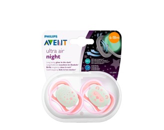 Philips Avent Ultra Air Night Soother Panda and Stars 6-18m 2 units