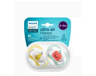 Philips Avent Ultra Air Happy Soother Apple and Pear 0-6m Duo