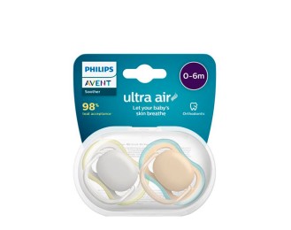 Philips Avent Ultra Air Soother White and Cream 0-6m Duo