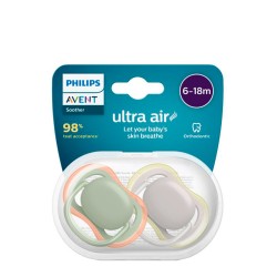 Philips Avent Ultra Air Soother Green and Gray 6-18m Duo